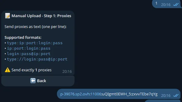 Надсилання проксі в бот